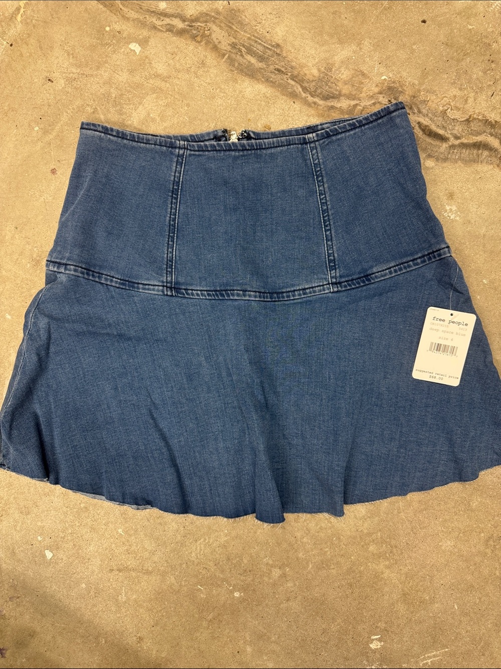 Free People Blue Denim Circle Skirt